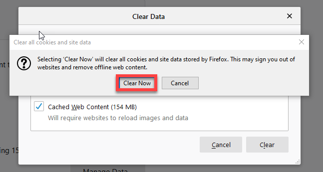 clear cache in firefox